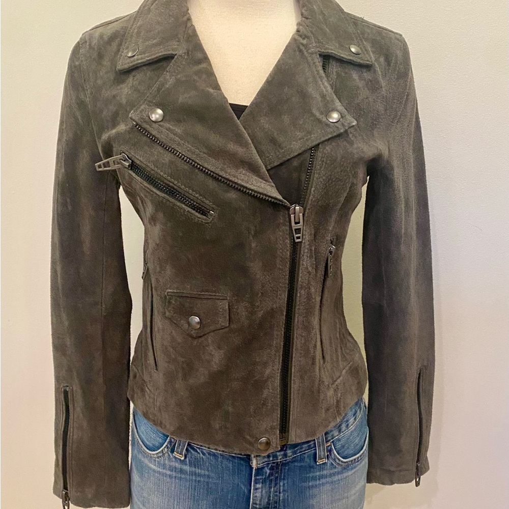 Blank NYC Gray Suede Leather Jacket